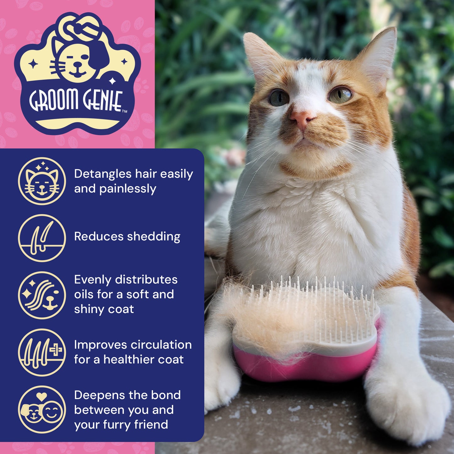 Groom Genie Original Pet Detangling Brush